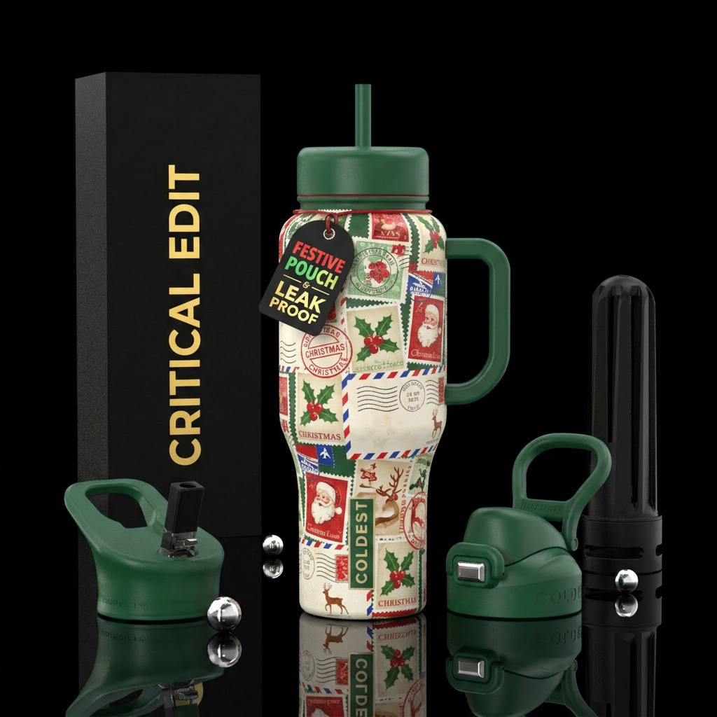 Christmas postage water bottle design