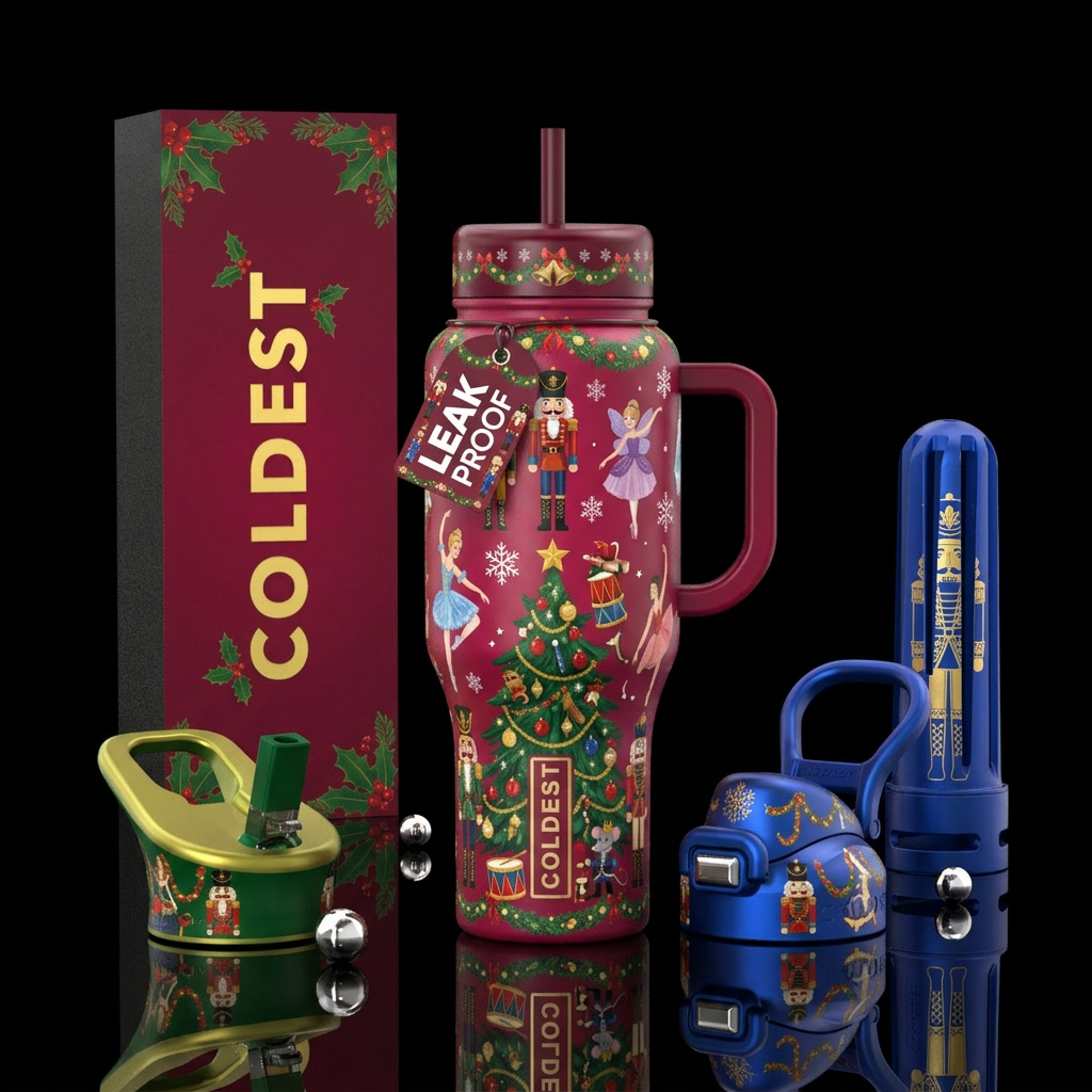 The nutcracker ballet, christmas water bottle design