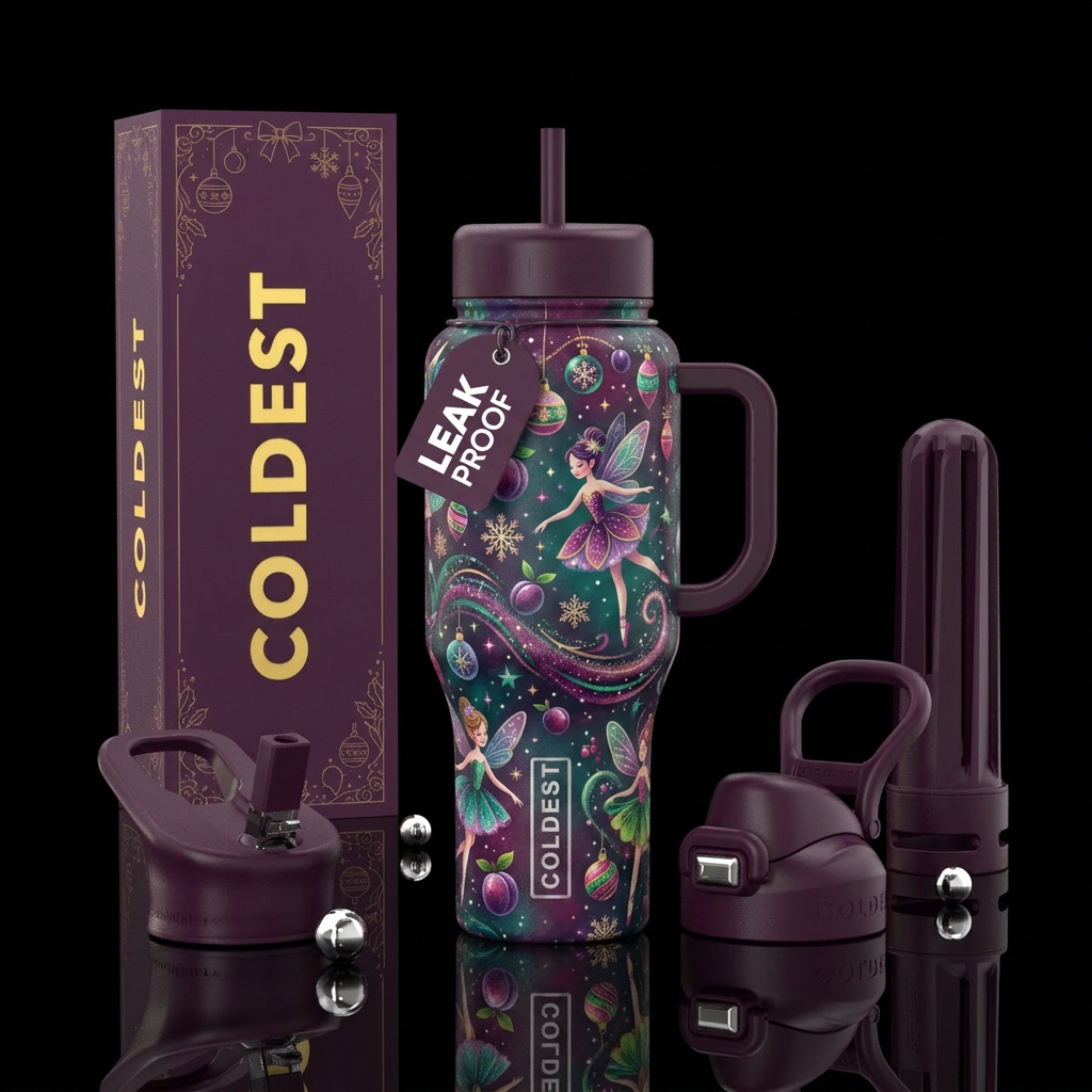 Christmas, sugar plum fairy water bottle design