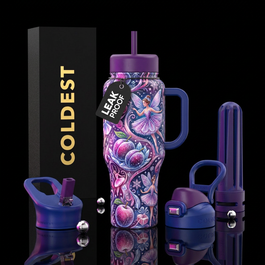 Christmas, sugar plum fairy water bottle design