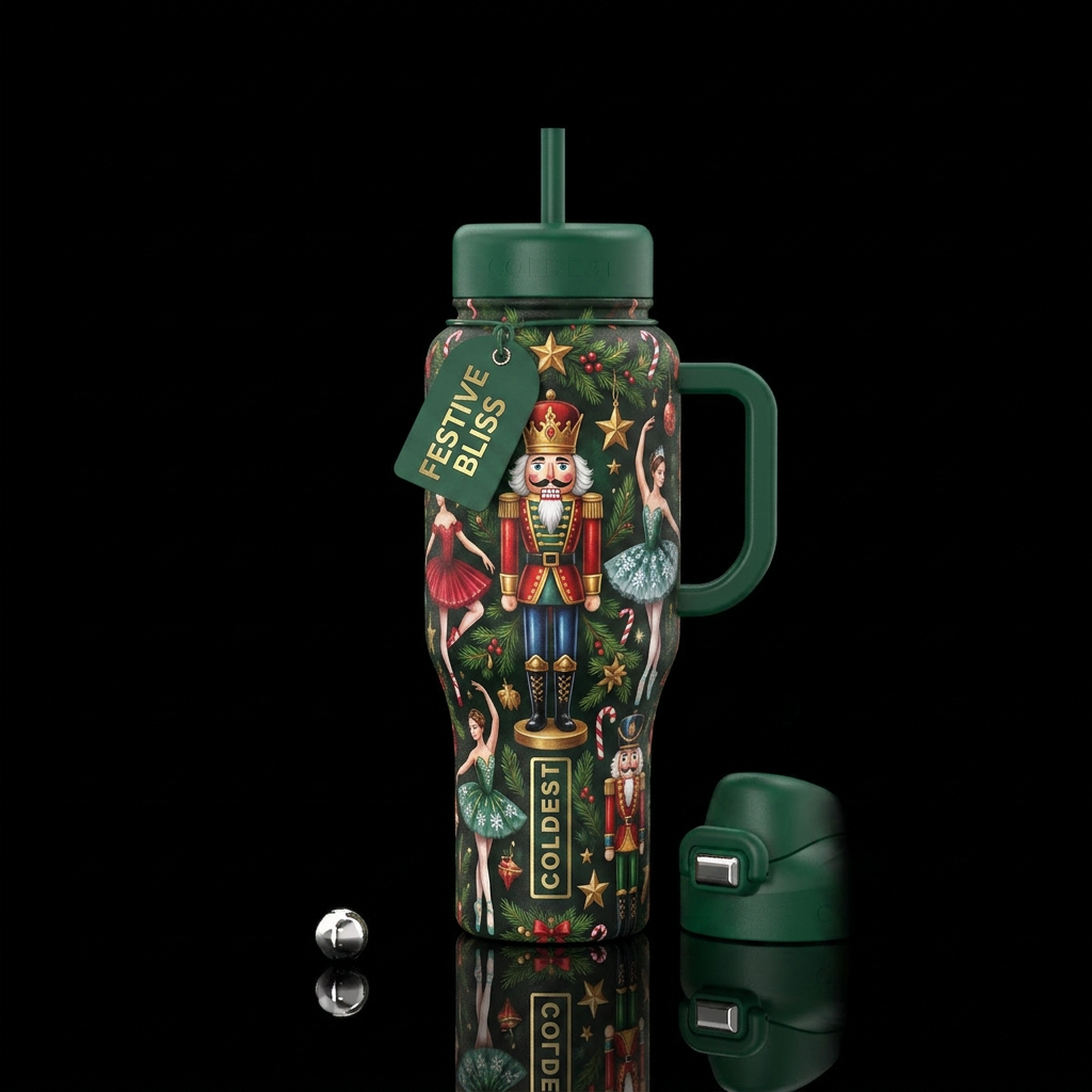 Christmas ballet, ballerina, the nutcracker water bottle design
