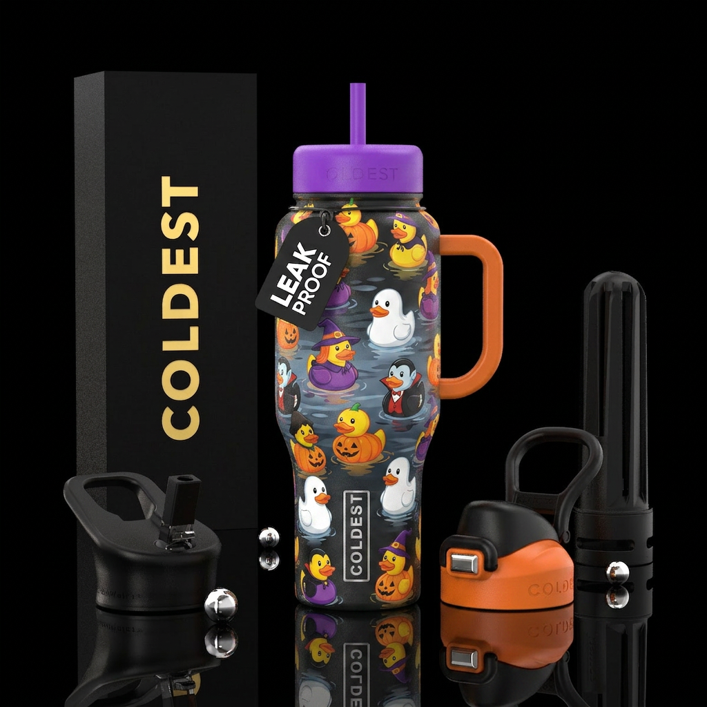 Halloween ducks water bottle design