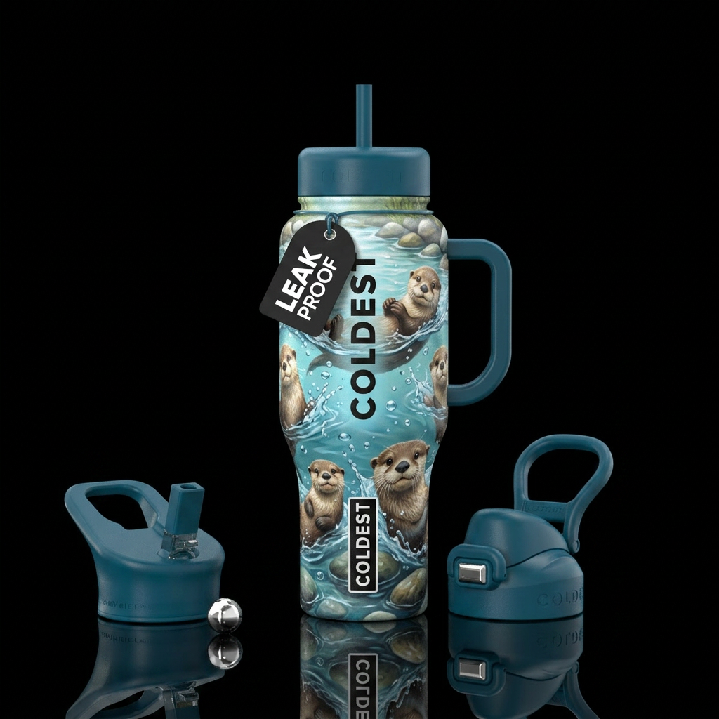 Otters water bottle design