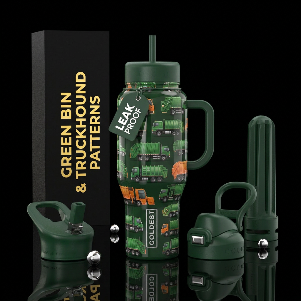 Garbage trucks water bottle design