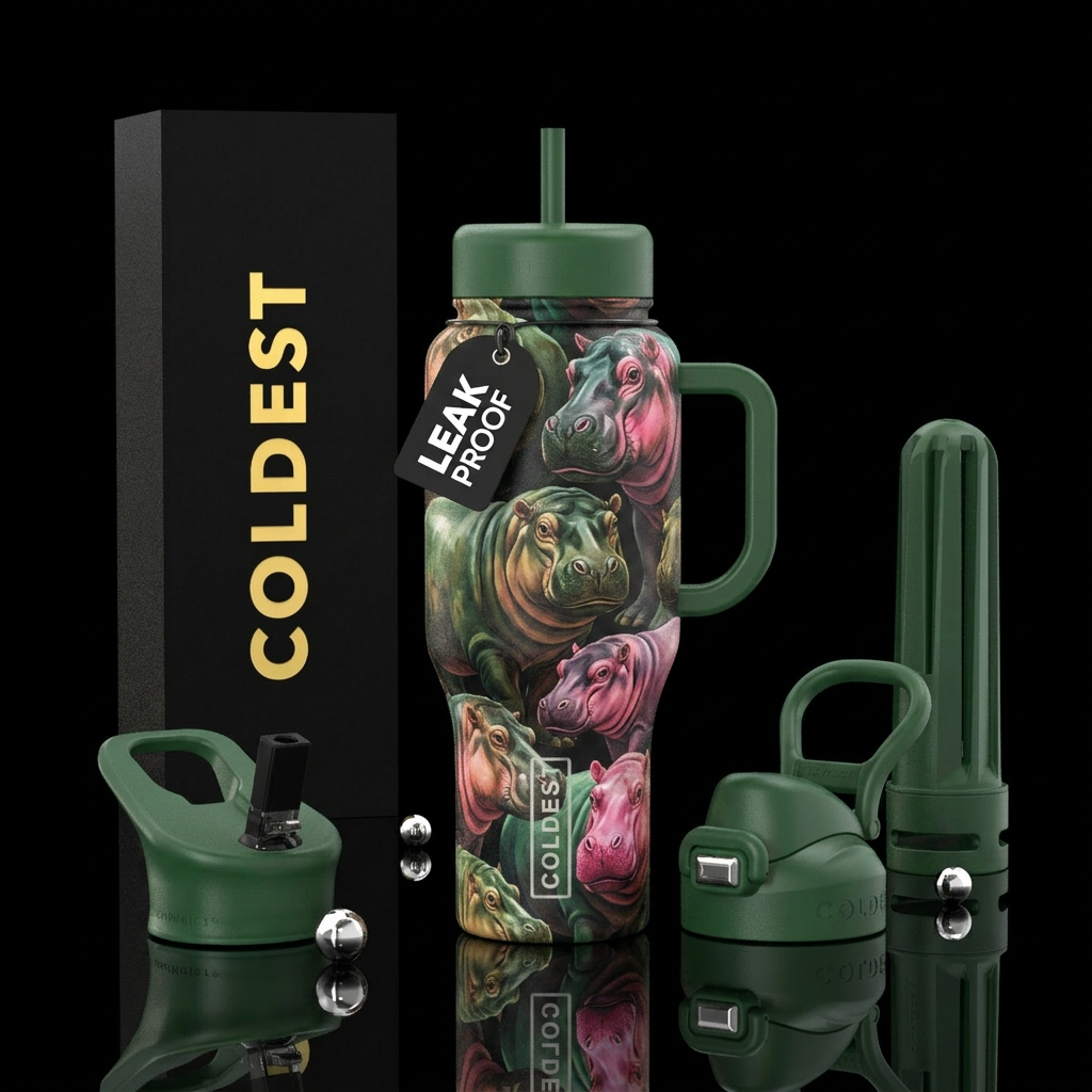 Pigmy hippo water bottle design