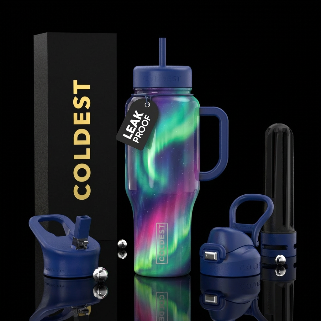 Aurora borealis water bottle design