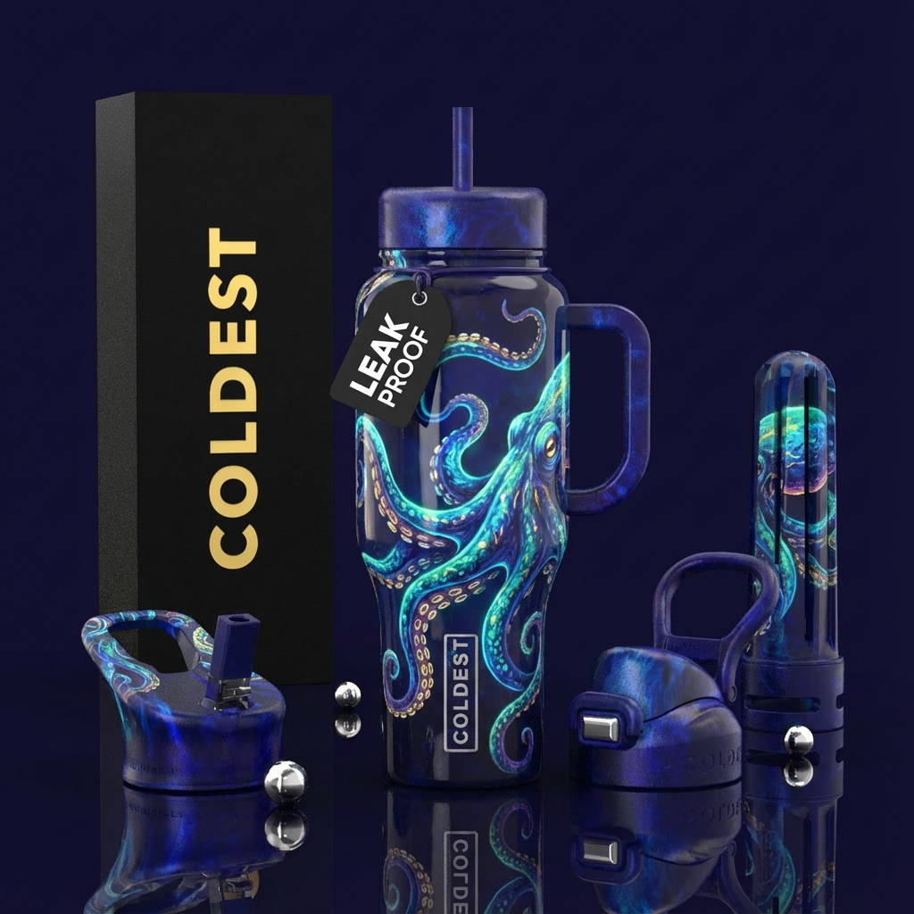 Glowie Kraken water bottle design