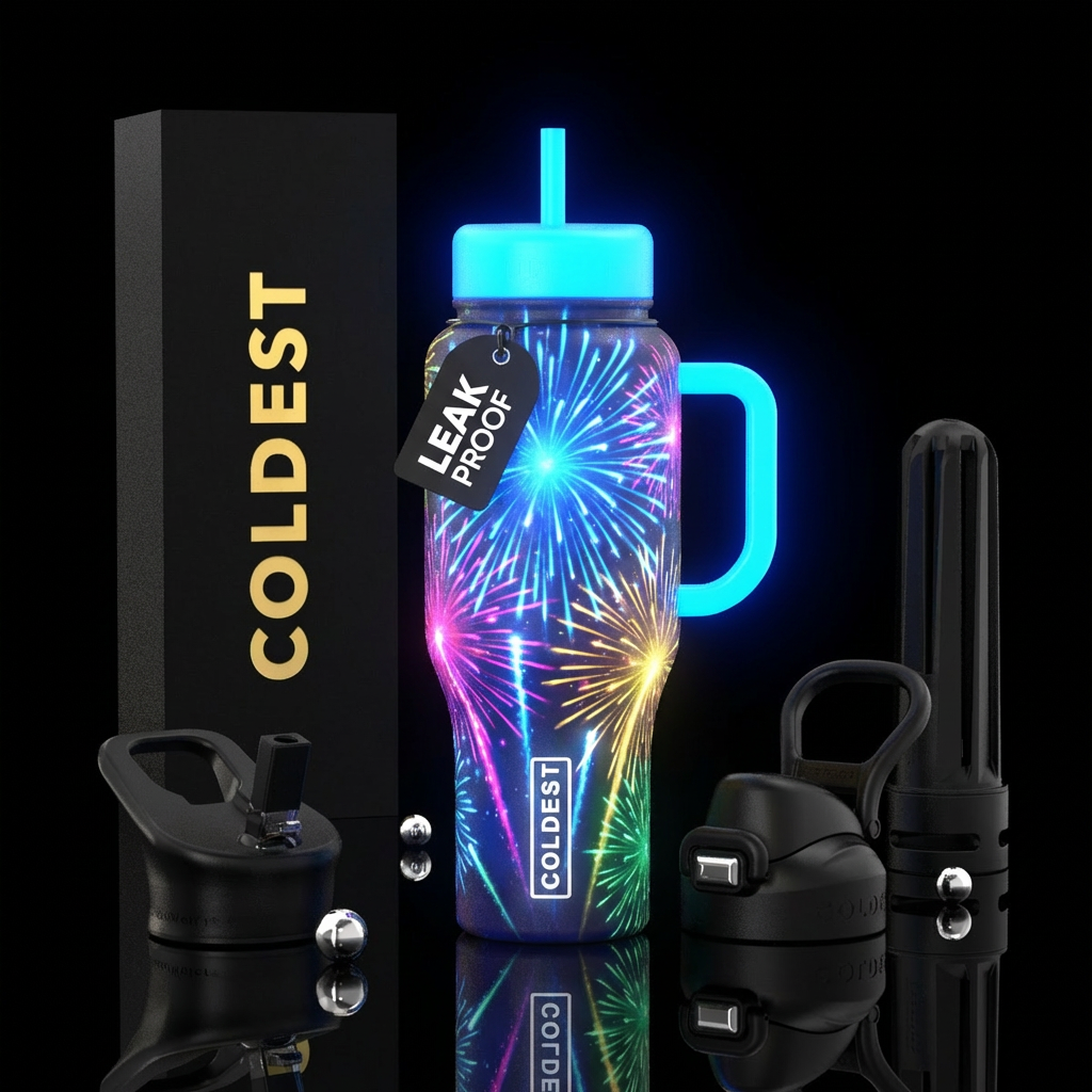 Glowie Fireworks water bottle design