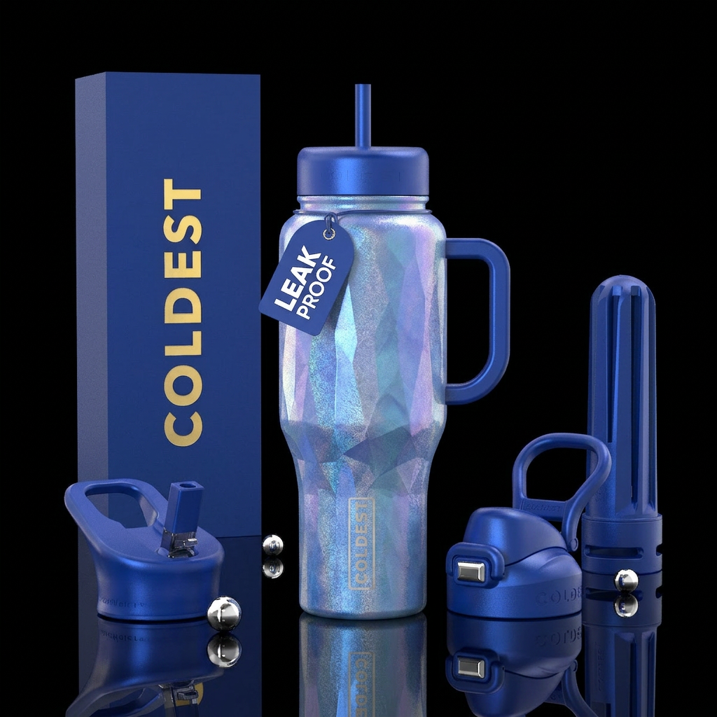 Blue Ice Crystals water bottle design