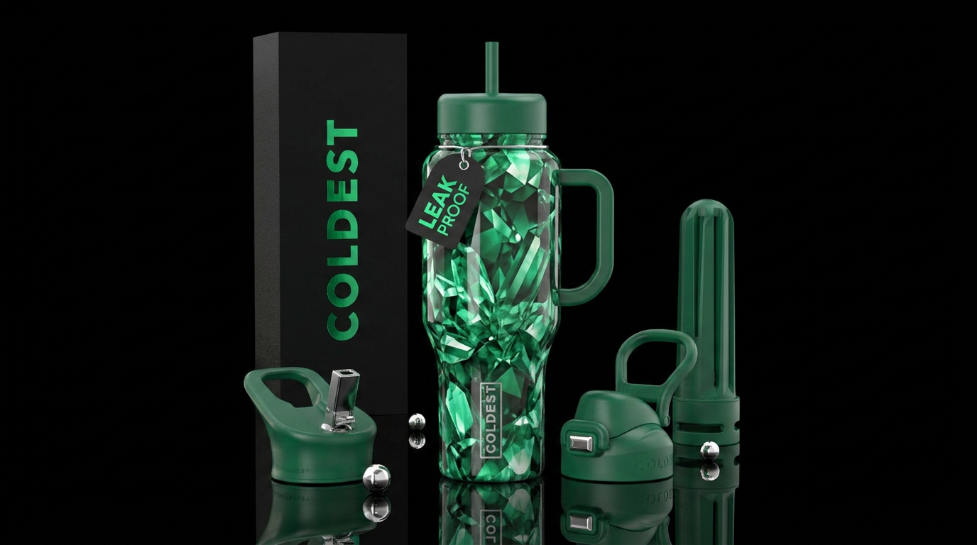 Emerald crystal water bottle design