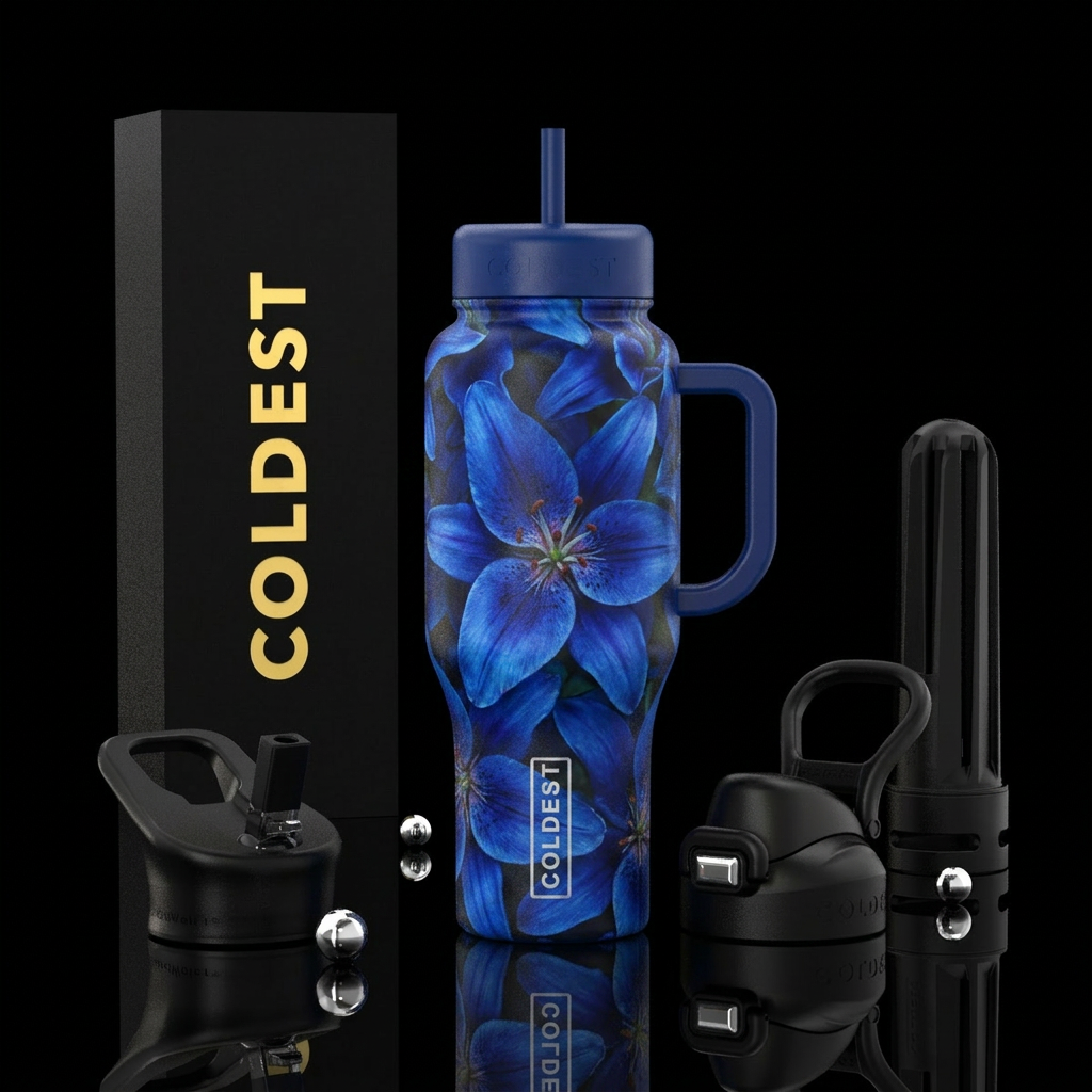 Blue Stargazers water bottle design