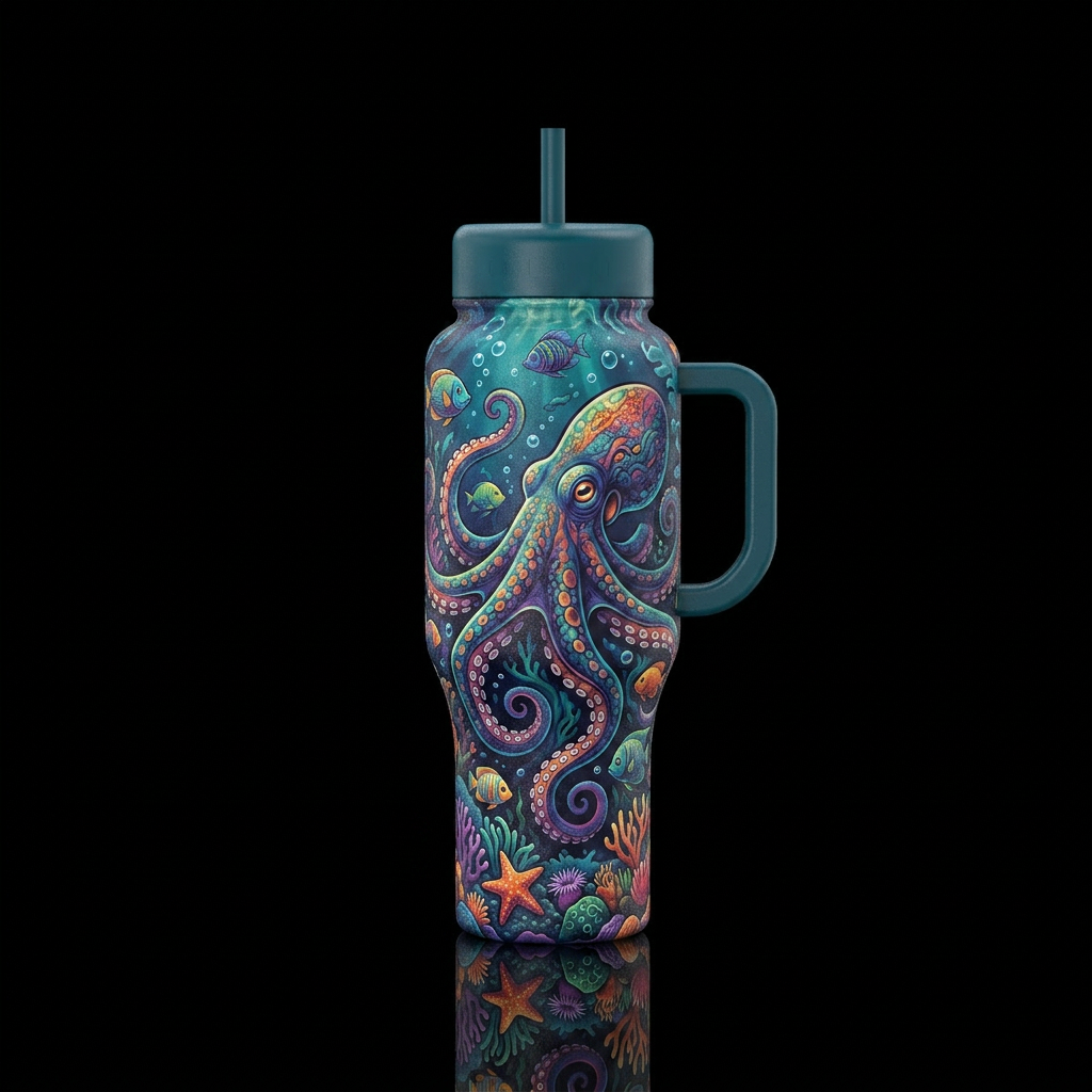 Octopus in the sea water bottle design