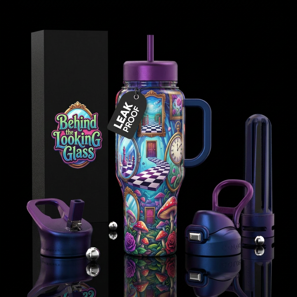 Behind the looking glass water bottle design