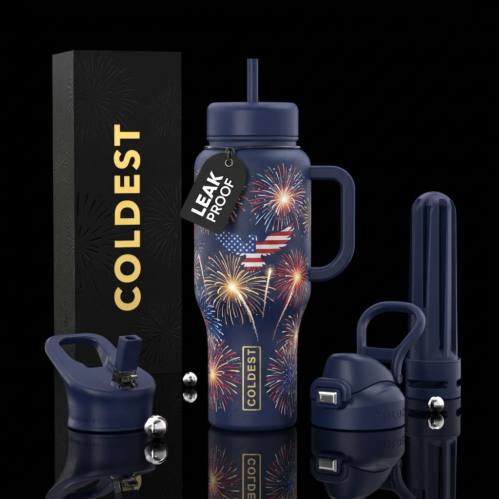 Freedom and fireworks water bottle design