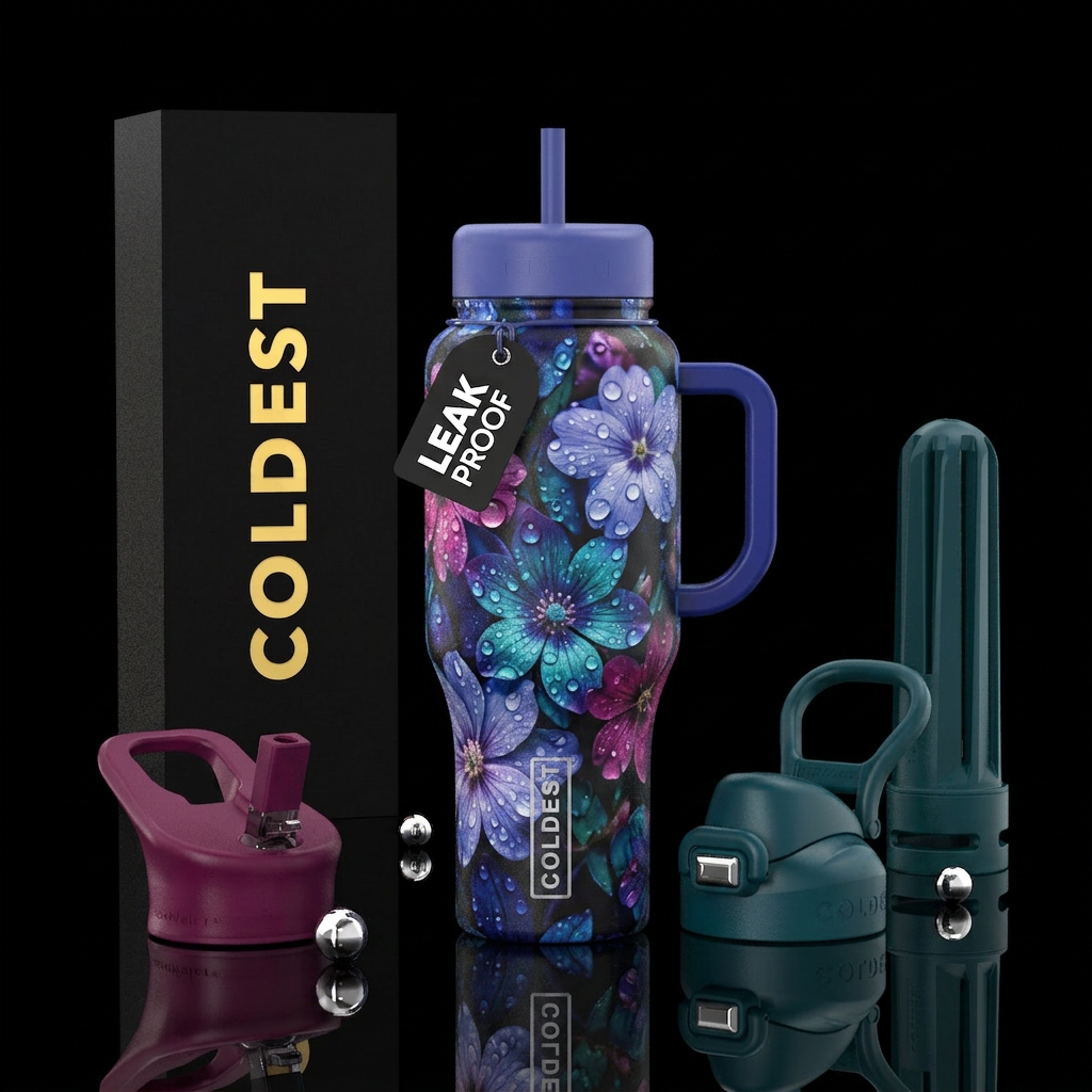 Morning dew flowers water bottle design