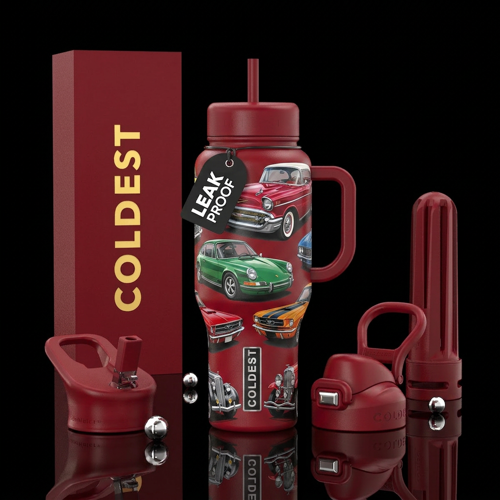 Classic cars water bottle design