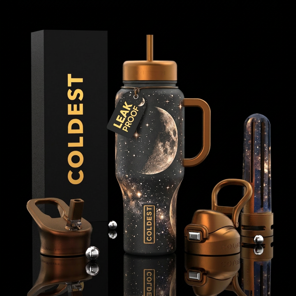 Moon and stars water bottle design