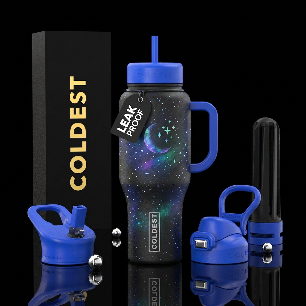 Moon and stars water bottle design