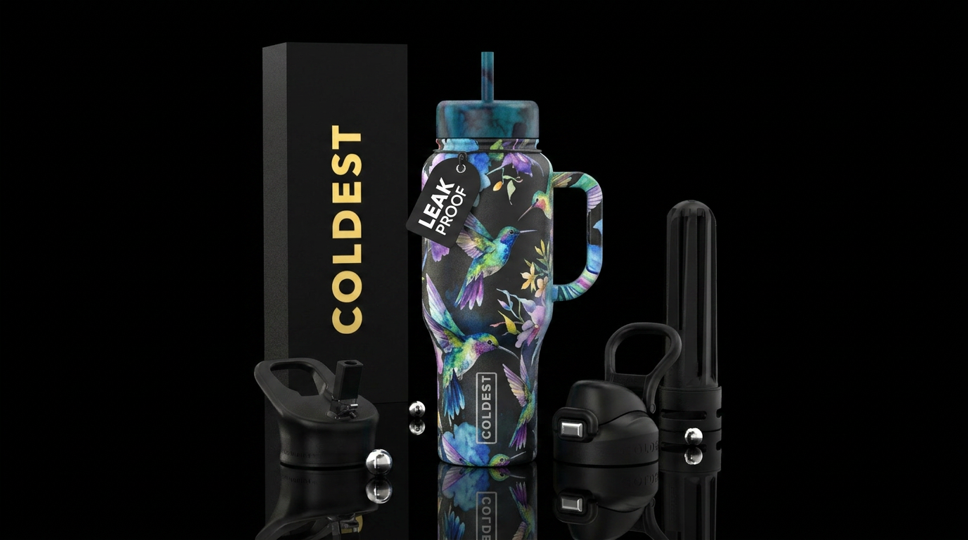 Water paint hummingbird water bottle design