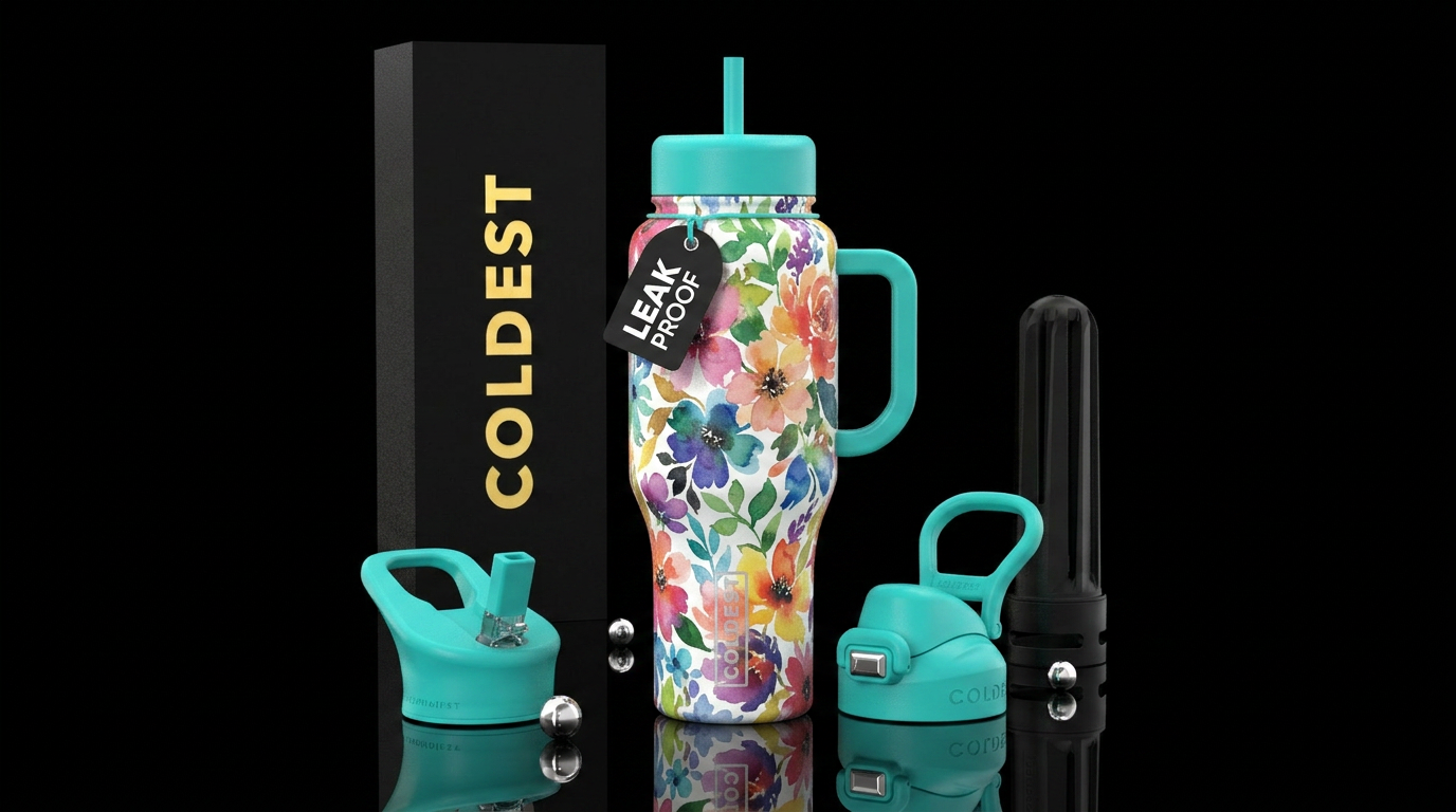 Water paint flowers water bottle design