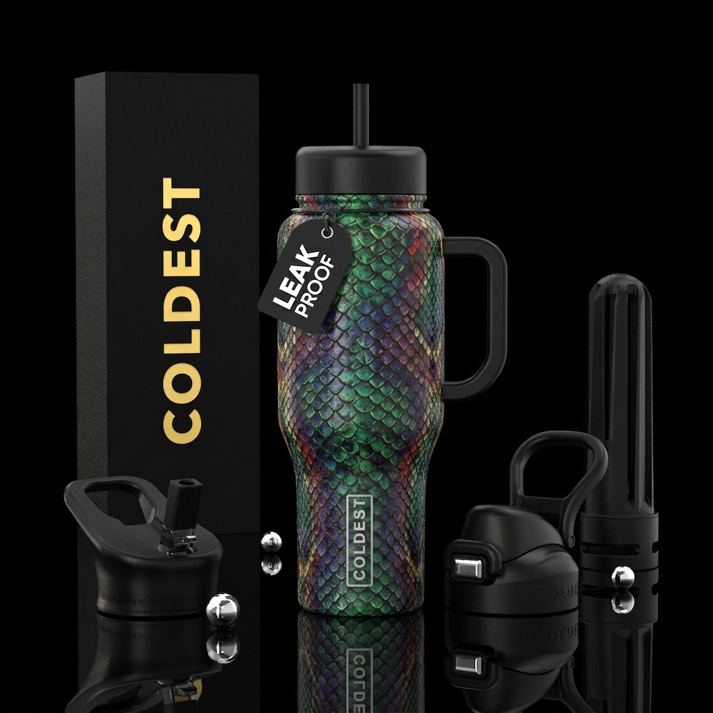 Snake skin art water bottle design