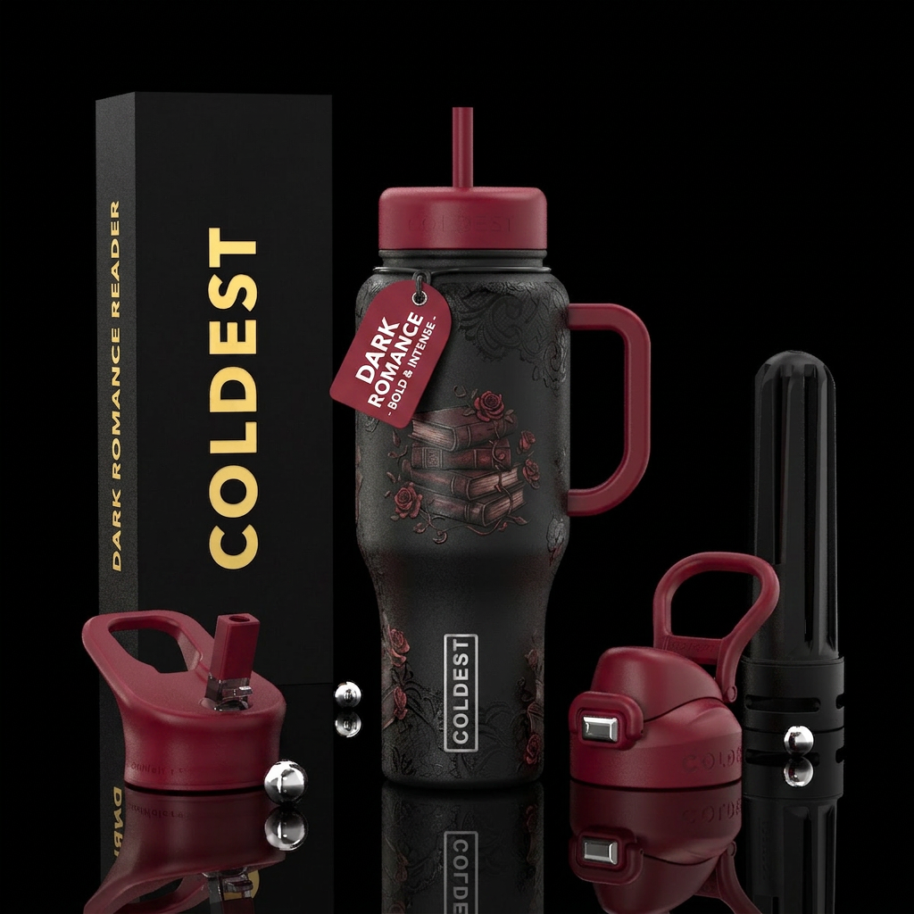 Dark romance reader water bottle design