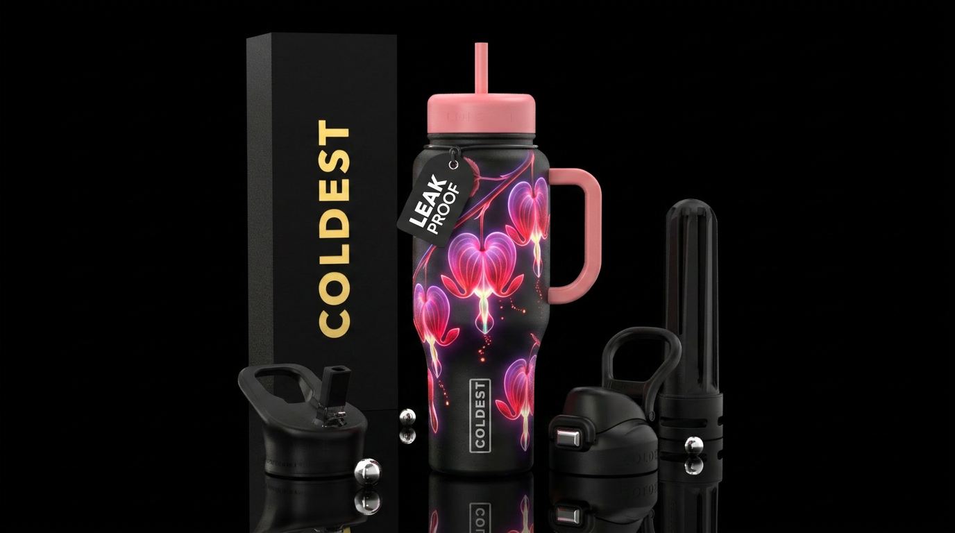 Glowie bleeding heart flowers water bottle design
