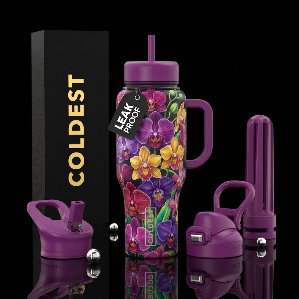 Orchids water bottle design