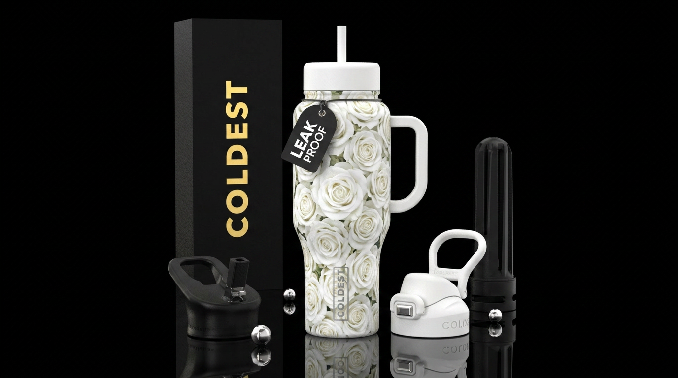 White roses water bottle design