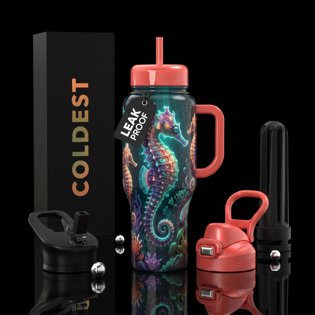 Glowie seahorse water bottle design