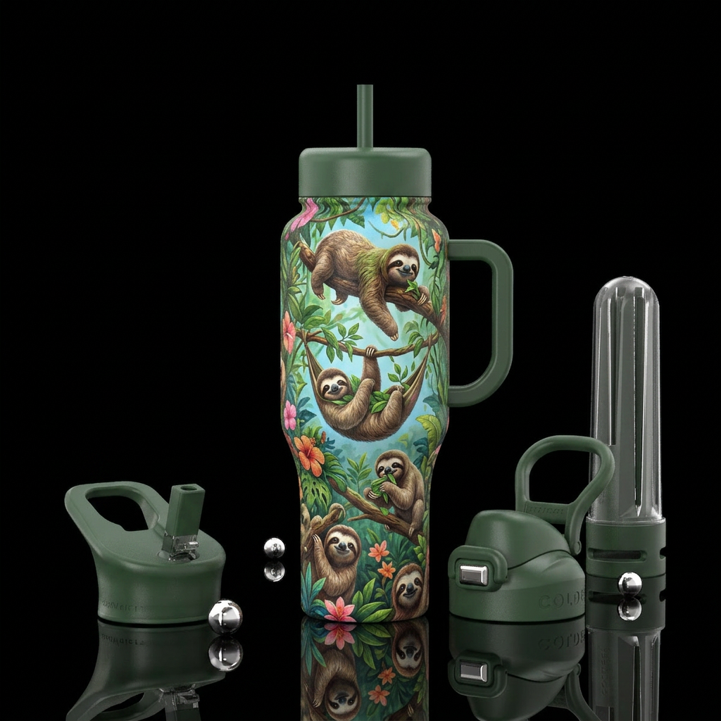 Sloths world water bottle design