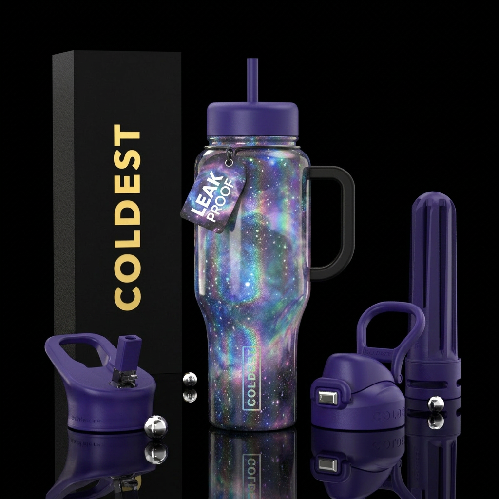 Holographic, galaxy water bottle design