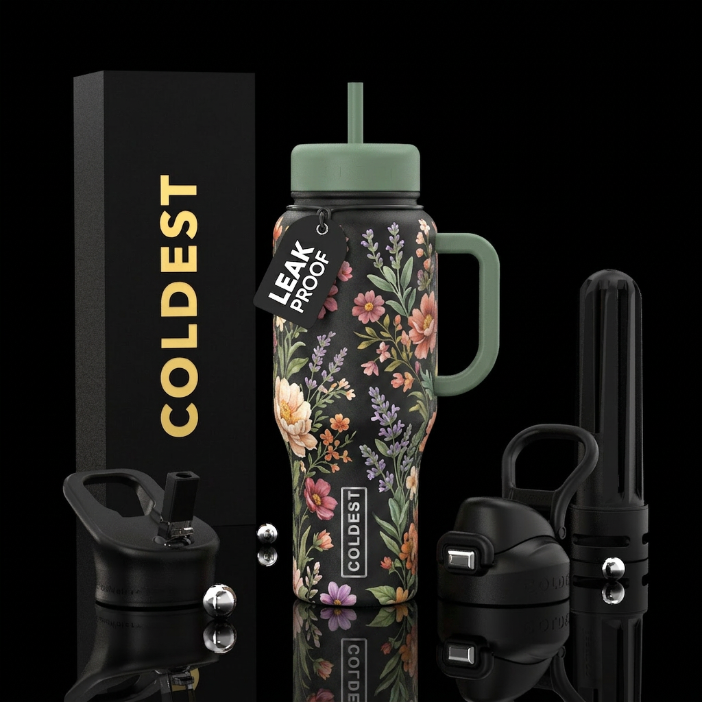 Flowers, sage water bottle design