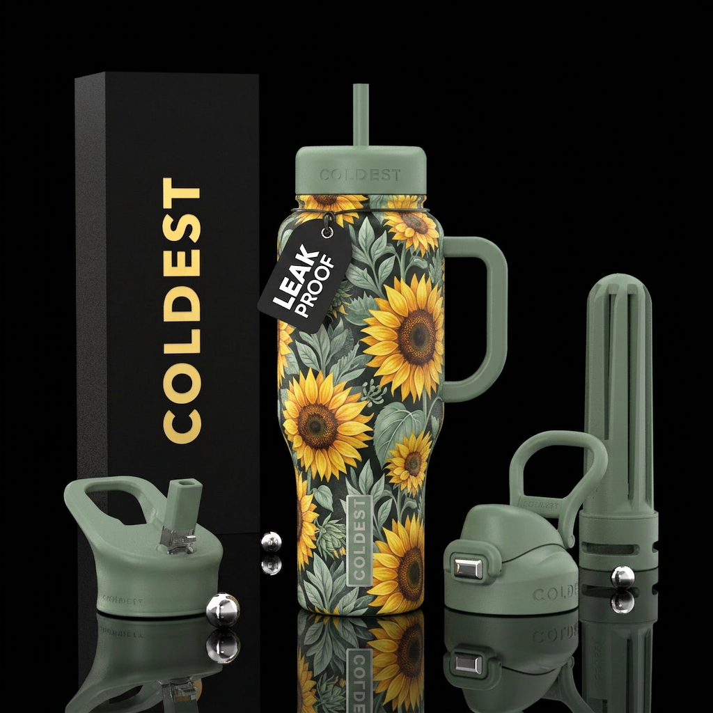 SunFlowers, sage water bottle design