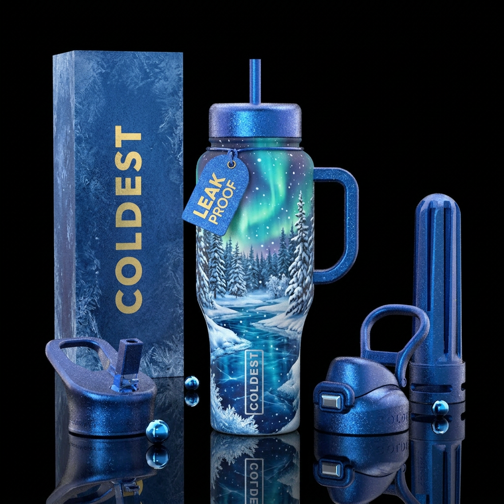 Winter wonderland water bottle design