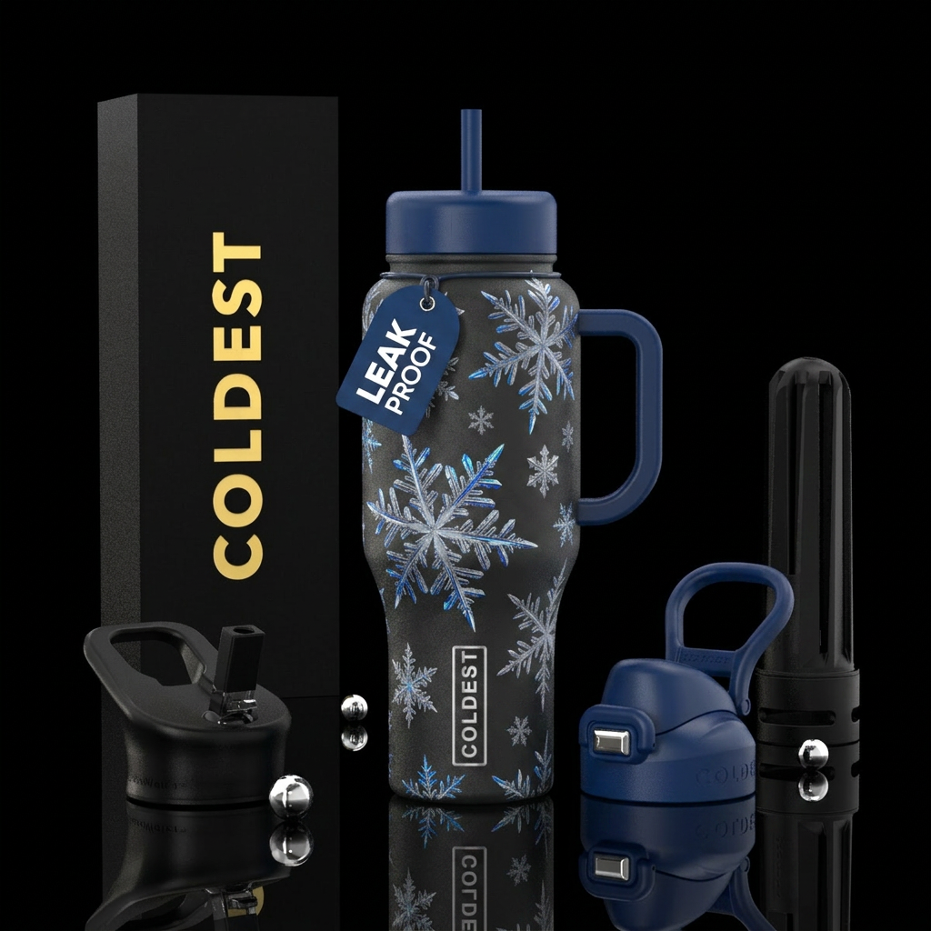 Winter snowflakes water bottle design