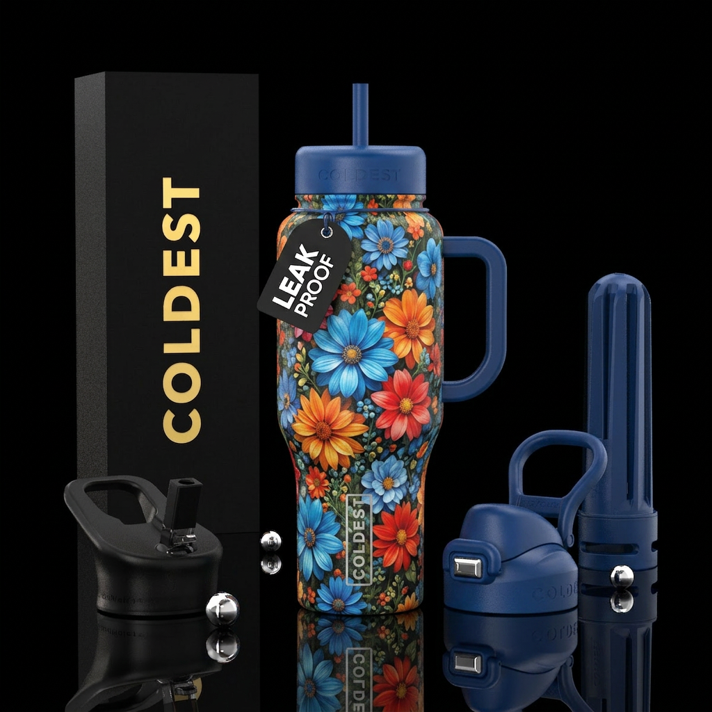 Flowers water bottle design