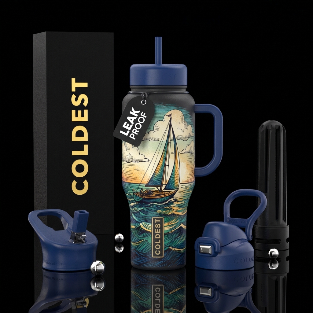 Adventure Awaits water bottle design