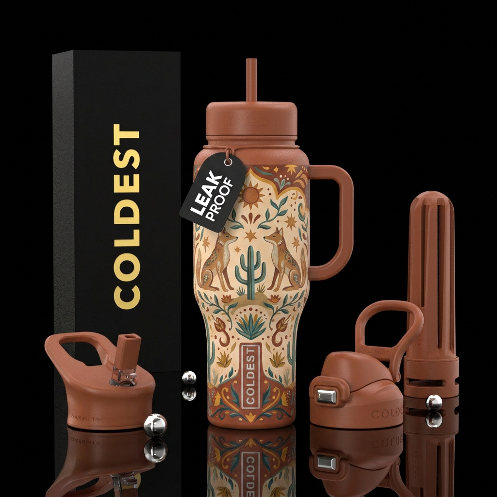 Coyote Folk Art water bottle design