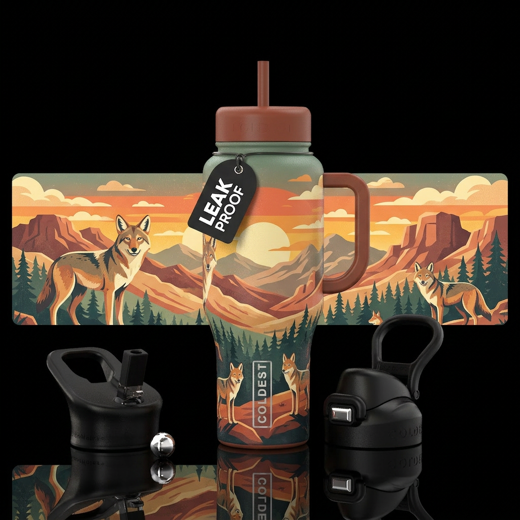 National Park Coyotes water bottle design