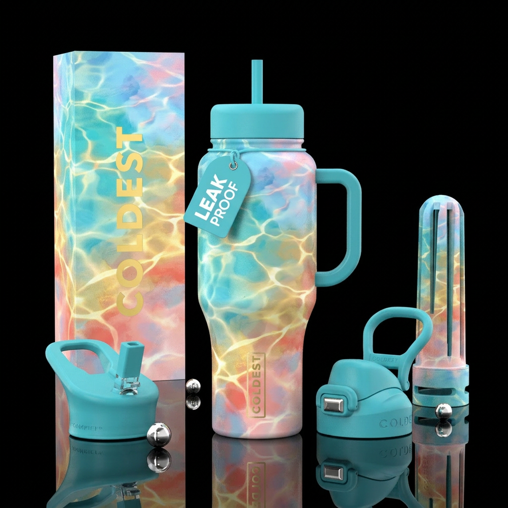 Poolside Reflections water bottle design