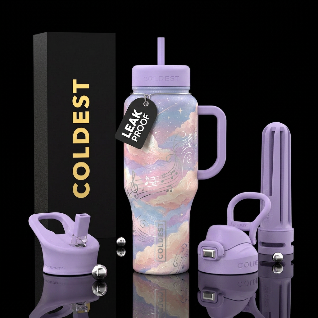 Moonlit Melodies water bottle design