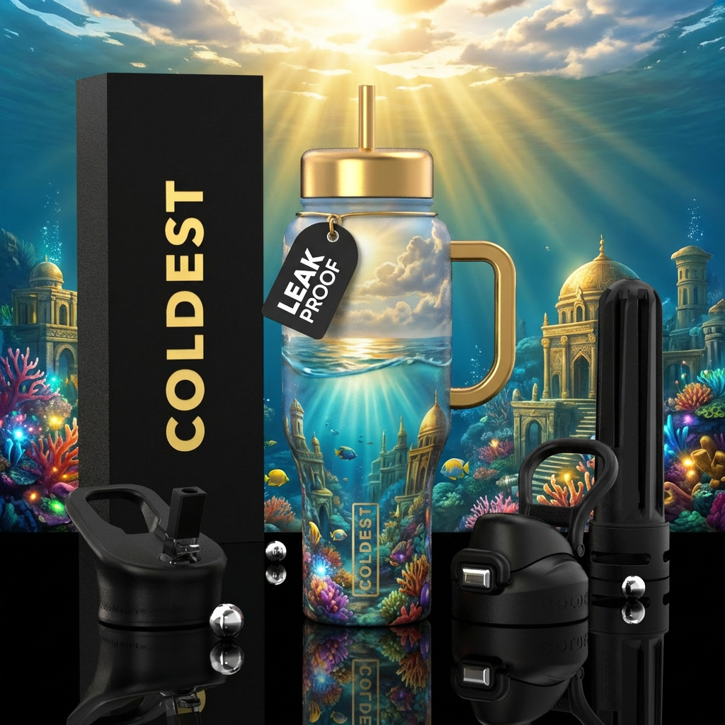 Underwater city water bottle design