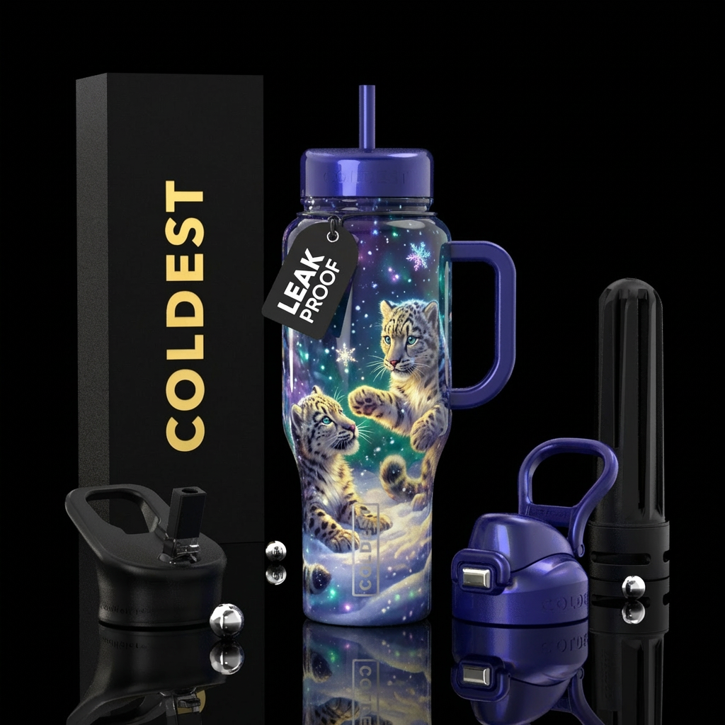 Snowy leopard 3 water bottle design
