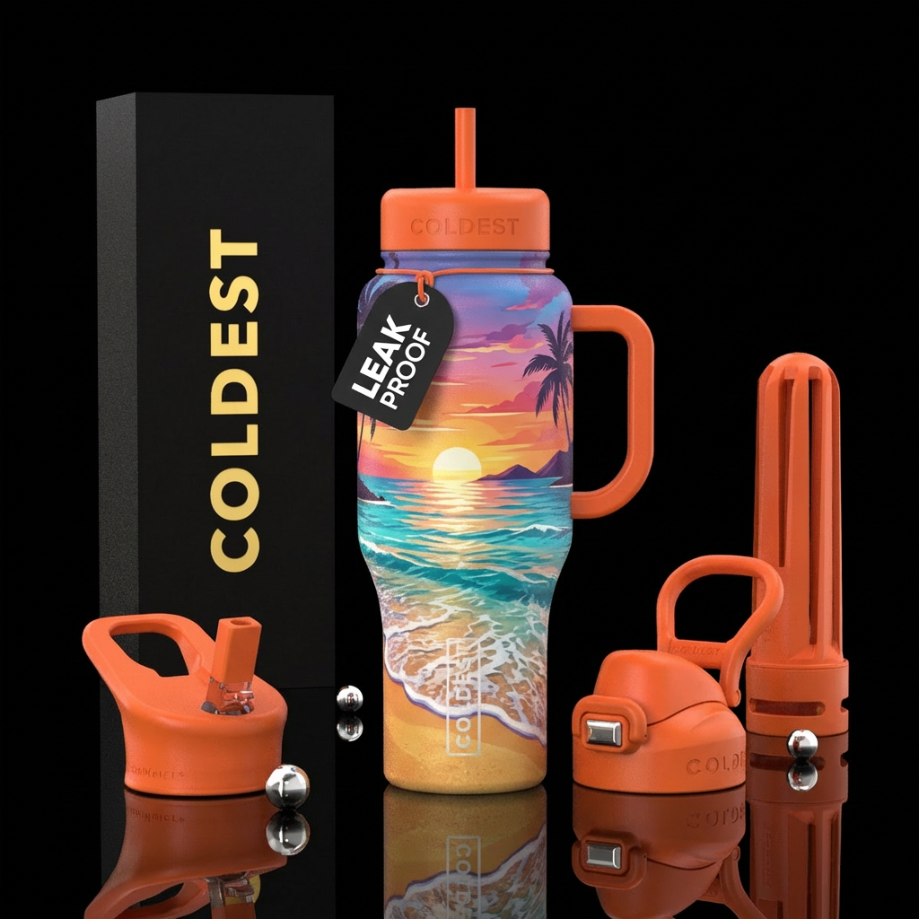 Beach day water bottle design