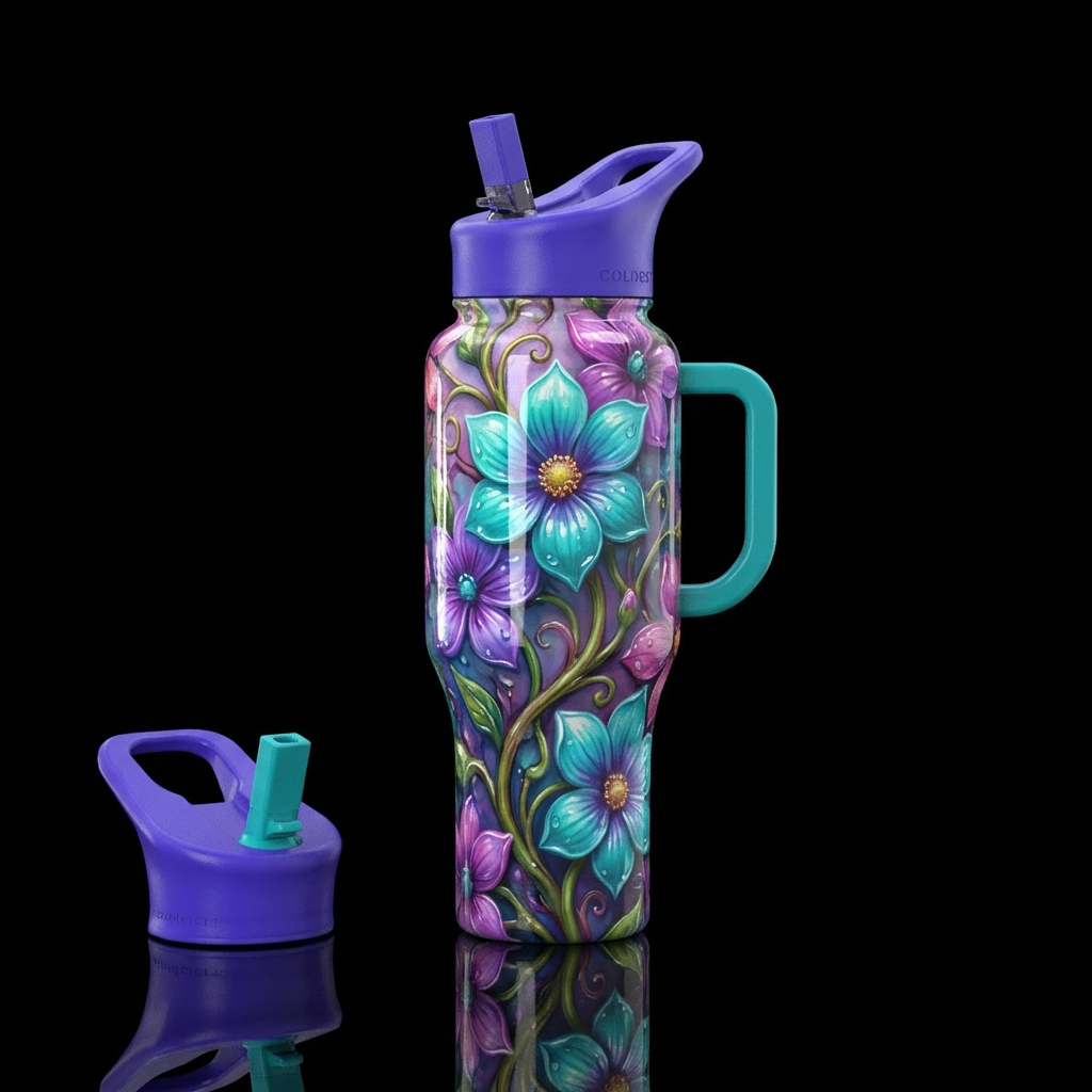 Flowers water bottle design