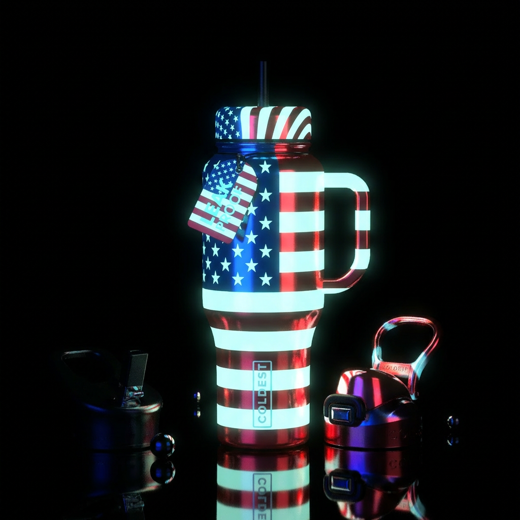 Glowly flag 🇺🇸 water bottle design