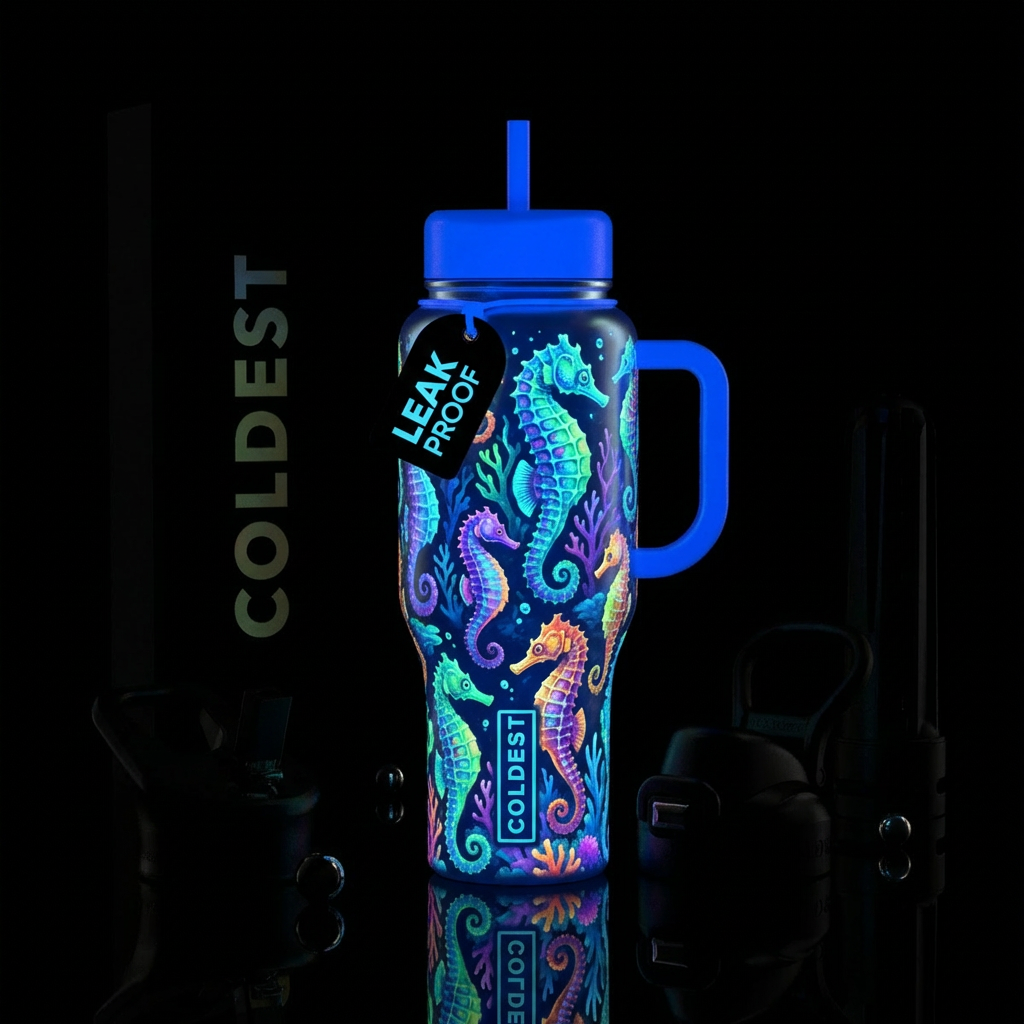Glowie seahorse water bottle design