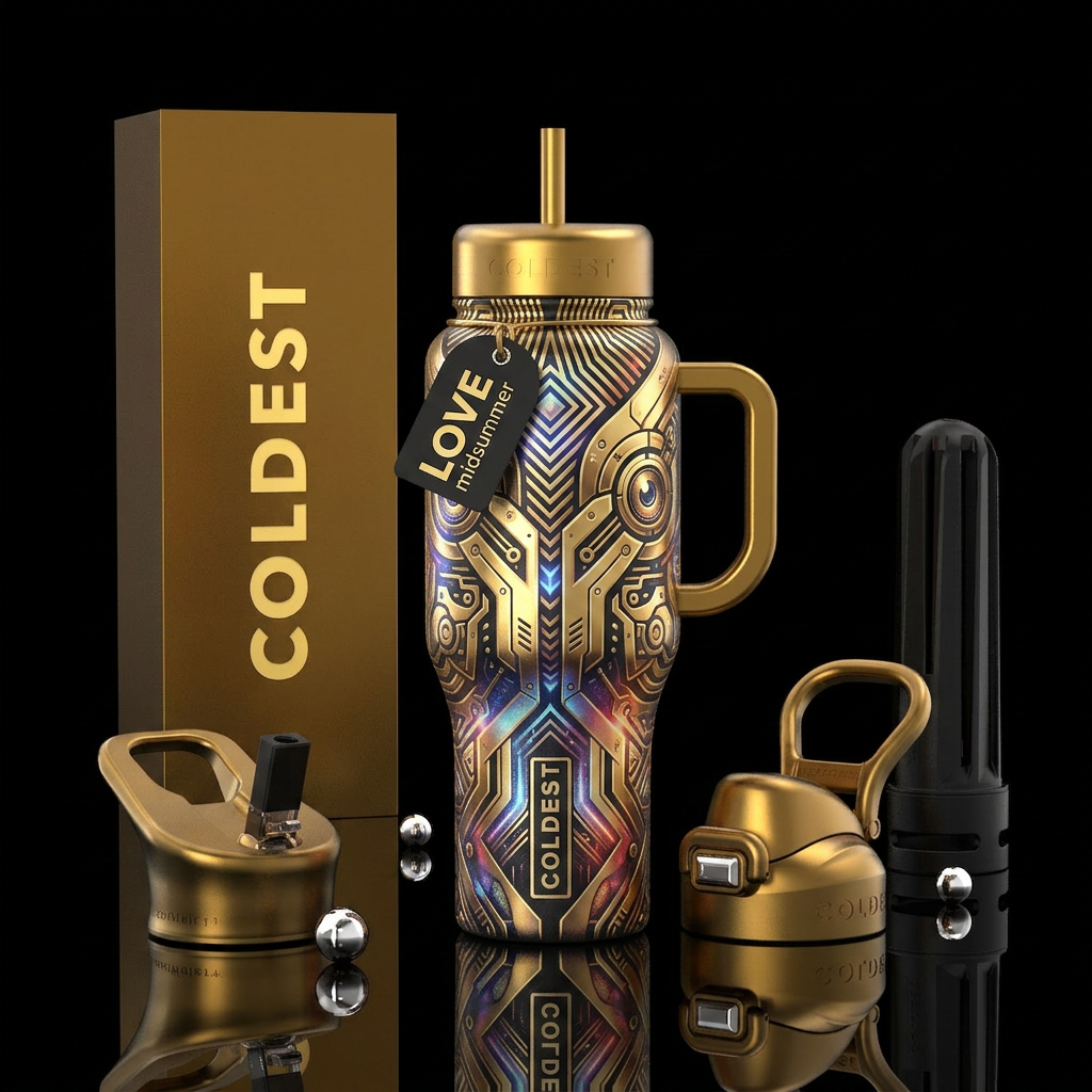 Robot art water bottle design