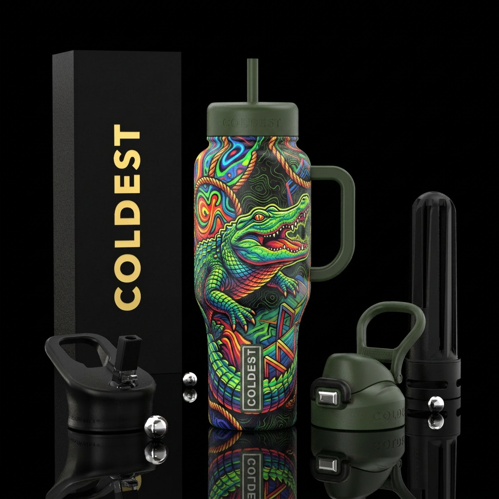 Alligator 🐊 art water bottle design